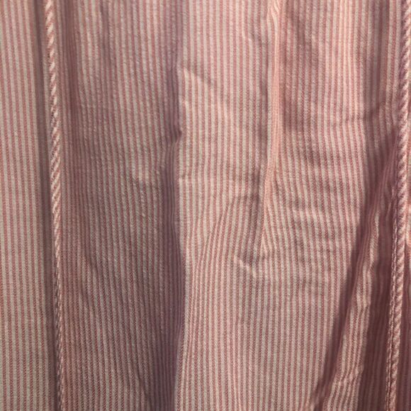 Cupio Blush 3/4 Sleeve With Ruffle White Pink Striped V Neck Blouse Viscose - Picture 2 of 5